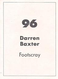 1990 Select AFL Stickers #96 Darren Baxter Back